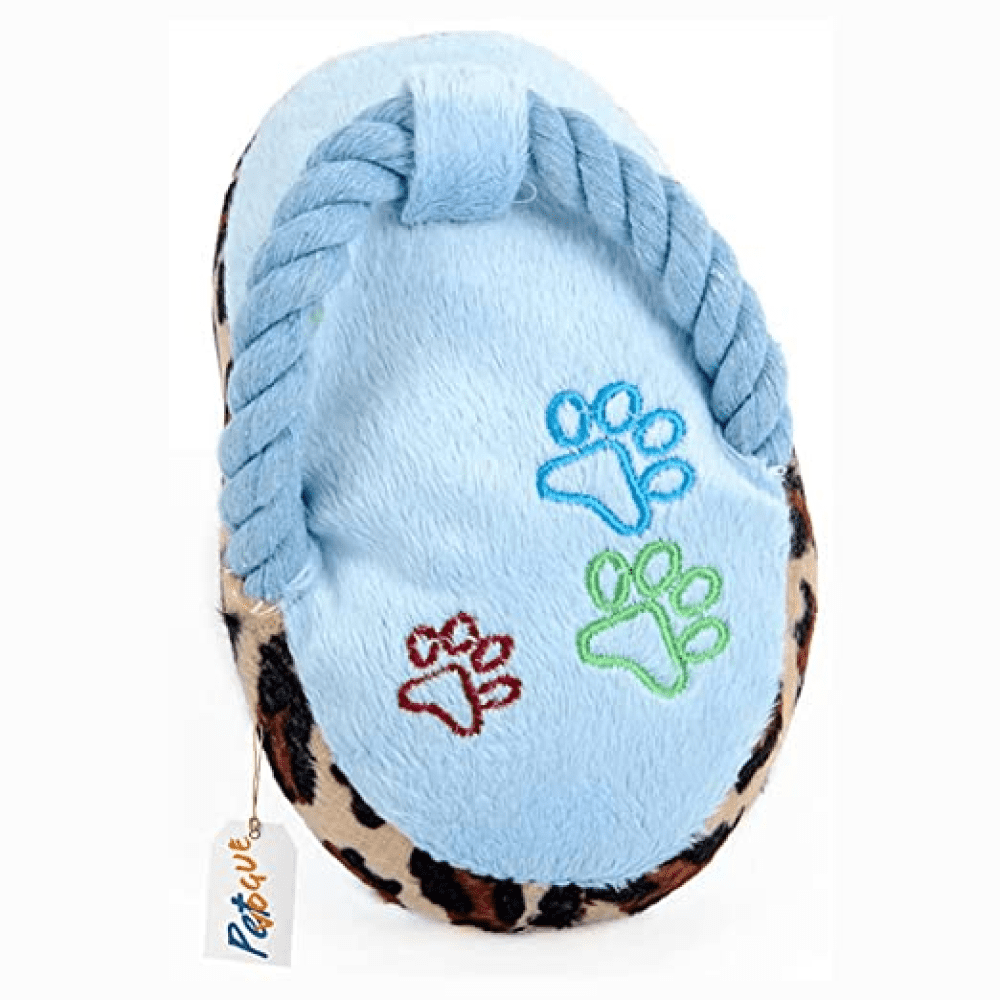 Sandal Shaped Plush Toy for Dogs (Blue) | For Soft Chewers