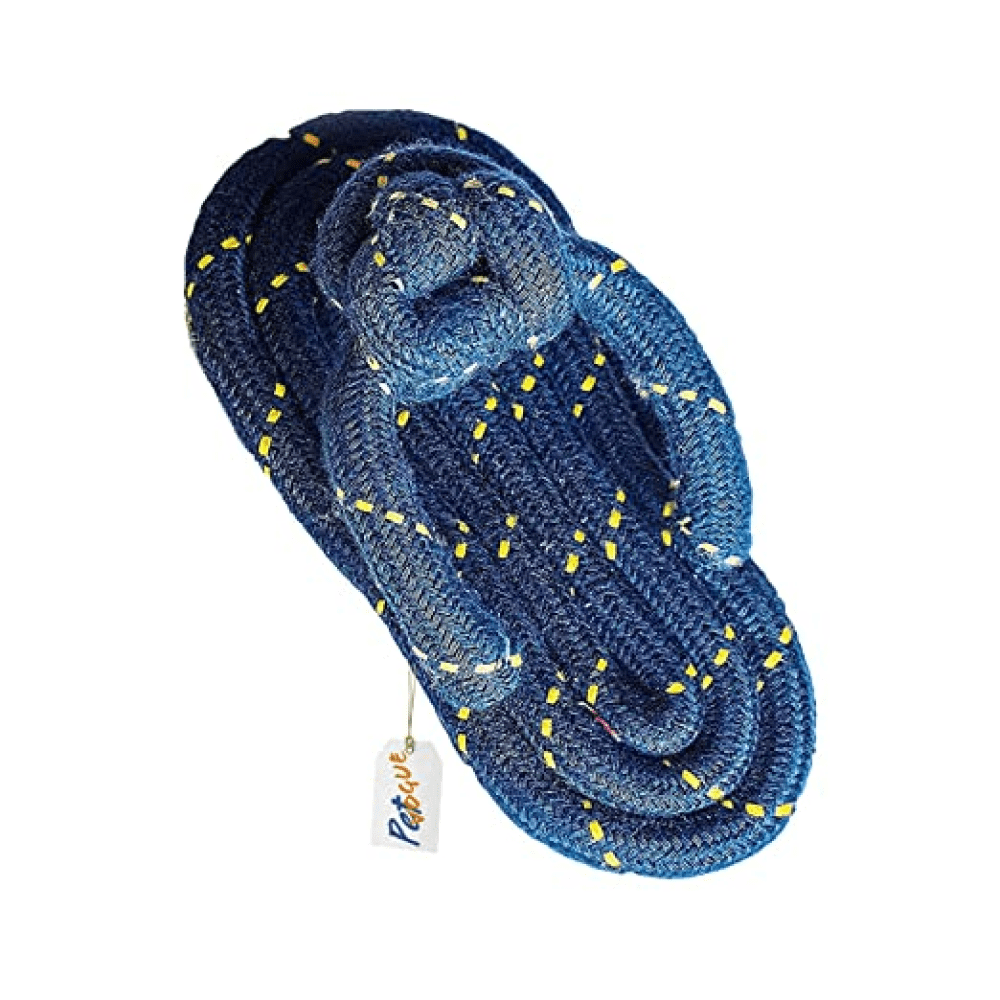 Sandal Shaped Rope Toy for Dogs (Blue) | For Medium Chewers (Dark Blue)