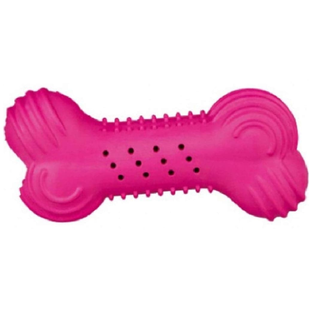 Natural Rubber Rustling Bone Toy for Dogs (Pink)